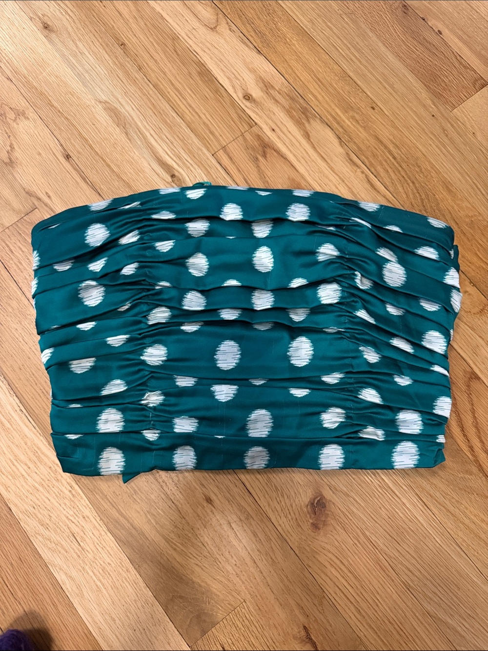Hutch Green Strapless Bandeau with White Polka Accents